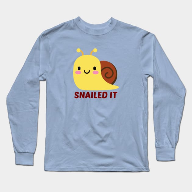 Snailed It - Snail Pun Long Sleeve T-Shirt by Allthingspunny